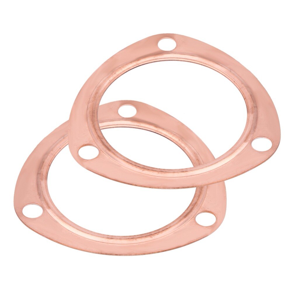 2pcs 3inch Copper Header Exhaust Collector Gaskets Reusable for SBC BBC 302 350 454 383 Fits all 3inch collector with Triangle