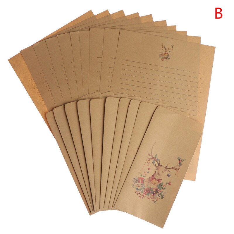 20pcs Forest Elk letter paper envelope set retro kraft letter Paper Envelope Set Christmas Envelope: White