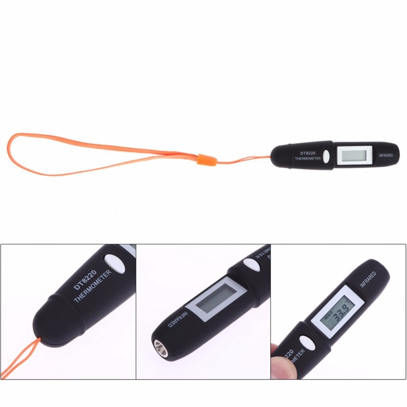 Berøringsfri mini infrarød termometer ir temperaturmåling digital lcd display infrarød termometer penn  dt8220 svart