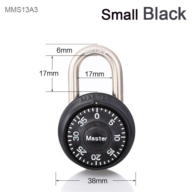 Safe Fixed Number Locks Turntable Gym Cabinet Wardrobe Student Door Lock Letter Digital Rotating Password Steel Round Padlock: small black