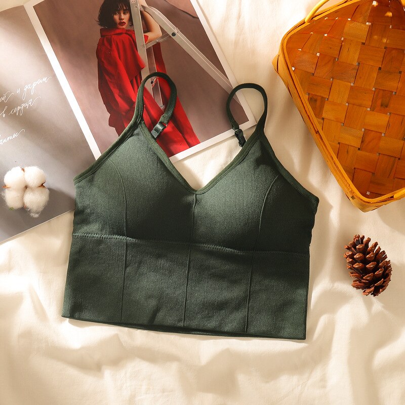 Women Seamless easy comfort bra Push Up Wirefree Bralette Lingerie Vest Padded Brassiere Sleeping Underwear Big U: dark green