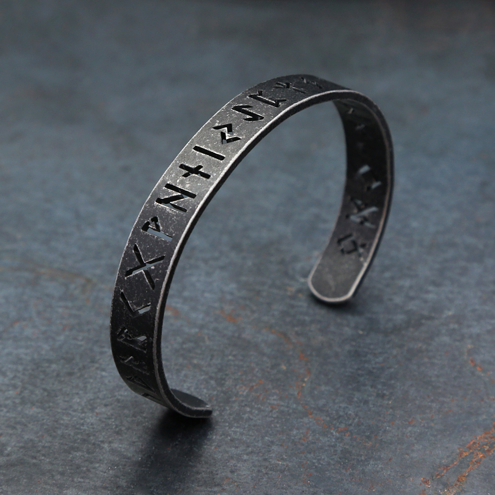 Bracelets runes vikings creux vintage nordiques pour hommes et femmes, acier inoxydable, lettre Vibasine, bracelets de manchette amulette, bijoux fantaisie