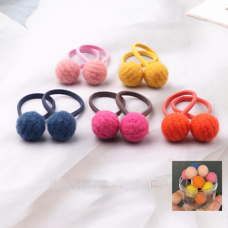 10 unids/set invierno pequeñas gomas para el pelo con pompón para bebe bolas gomillas pelo niña elasticas coles para cabello niña por lote elasticos para el pelo coleteros niña pom pom rabas pelo colets para cabello