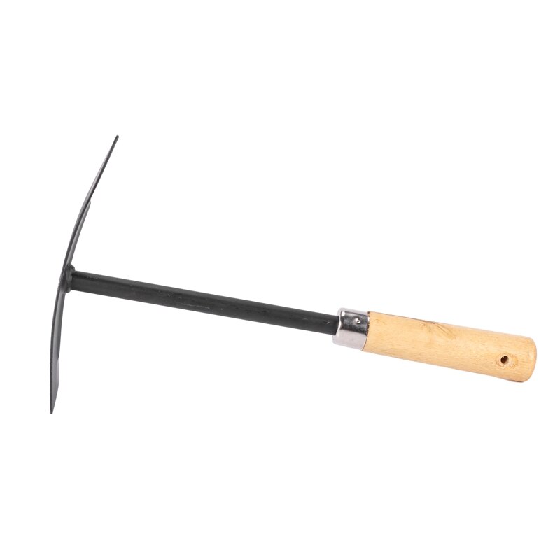 Wooden Handle Metal Hand Garden Tool Digging Hoe,Black