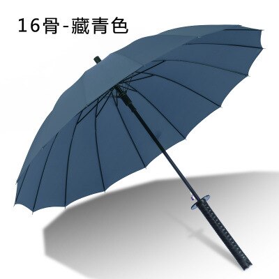 Japanse Samurai Zwaard Lange Handvat Paraplu Zonnebrandcrème Waterdichte Paraplu Semi-Automatische Paraplu 8-24K Sterke Winddicht Umbre: 16k navy