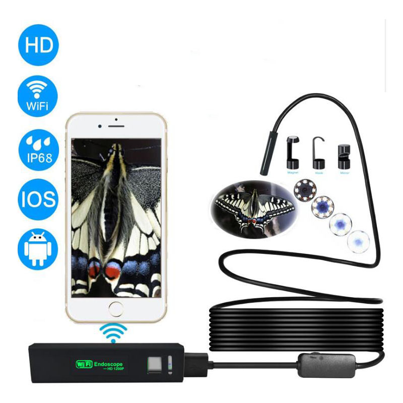 Wifi Endoscoop Camera Voor Android/IOS 8mm 1200P Endoscoop Waterdichte Harde Kabel Pijp Inspectie Mini Endoscoop Camera