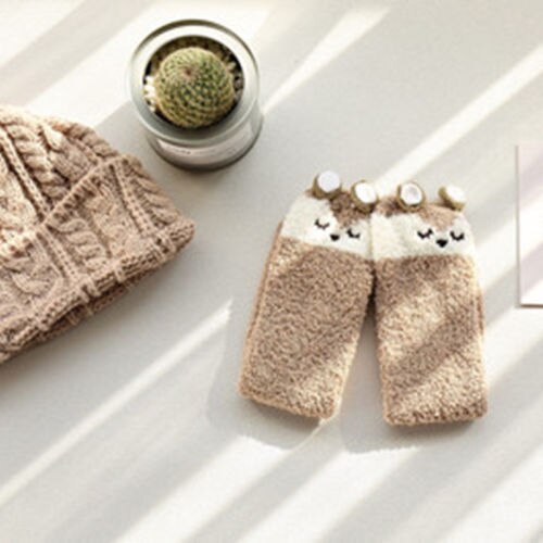 Baby Girls Socks Knee High With Bows Princess Girl Cute Baby Animal Printed Sock Long Tube Kids Child Leg Warmers: Brown