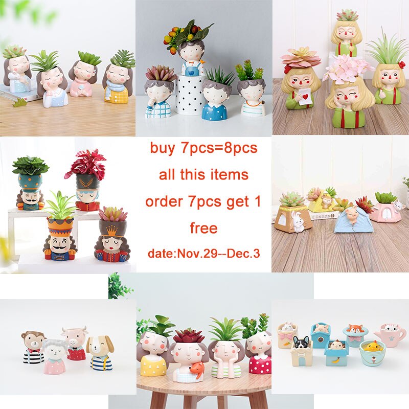 4 Stuks Meisje Bloempot Desktop Ornament Europese Stijl Succulenten Planter Pot Mini Bonsai Cactus Bloempotten Home Decor Craft