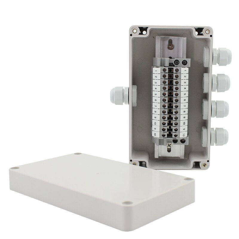 Waterproof Electrical Cable Junction Box Project Enlcosure Case 158*90*60mm with UK2.5B Din Rail Terminal Blocks M16 Cable gland