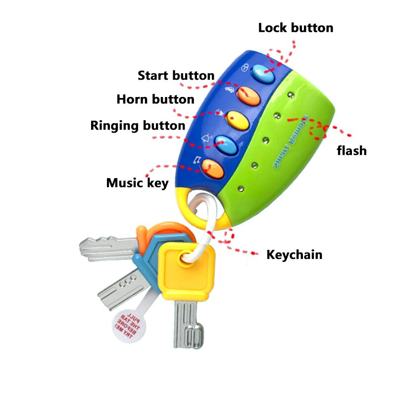 Coche Musical de juguete para bebé, juguete de llaves, control remoto inteligente, voces, juguete para juego de imitación, simulación de coche, llave, cerradura, juguete educativo