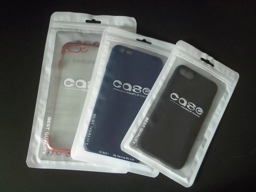 100pcs White/ Clear Plastic Zipper Retail Package Pouch Reusable Zip Lock Hang Hole Packaging Bag for Mobile Phone Case