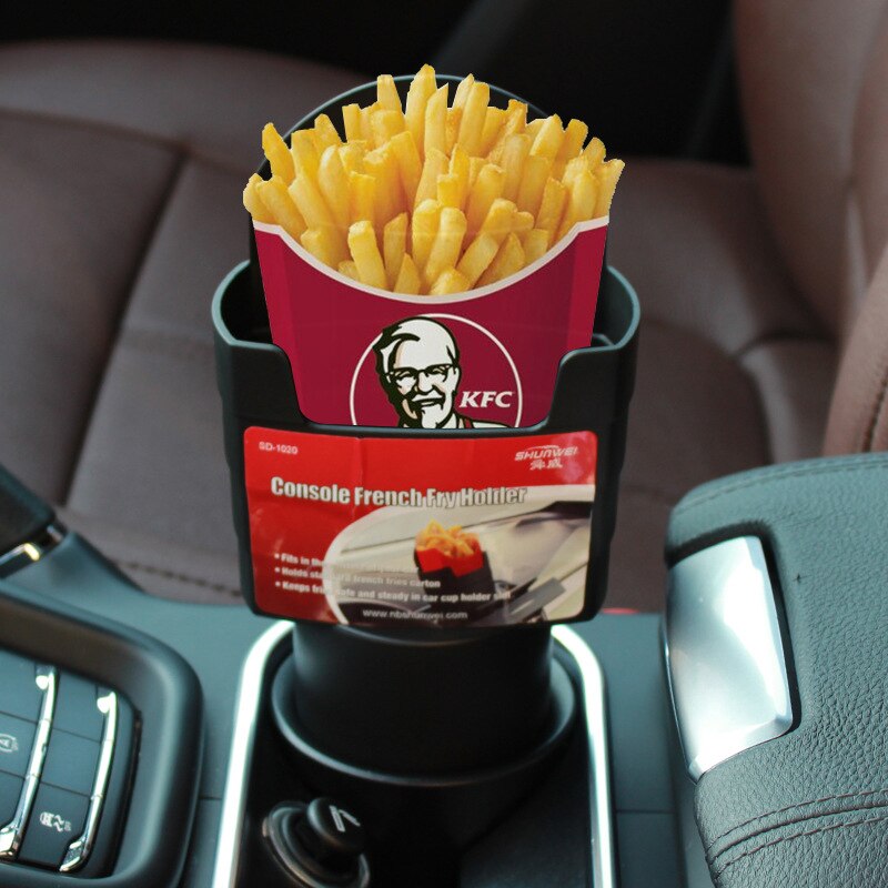 Bil pommes frites hållare förvaringslåda bock hamburgare matbricka resa äta i bilen dricka mugghållare saucemoto dip klämma bil-styling