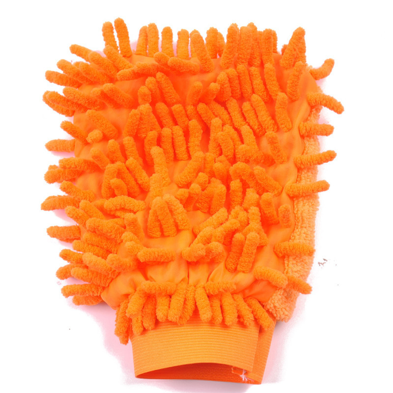 Doppelseitige Mikrofaser Waschen Hand Handschuhe Auto Fenster Staub Reinigung Handschuh Haushalt Reinigung Handtuch Küche Zubehör: Orange