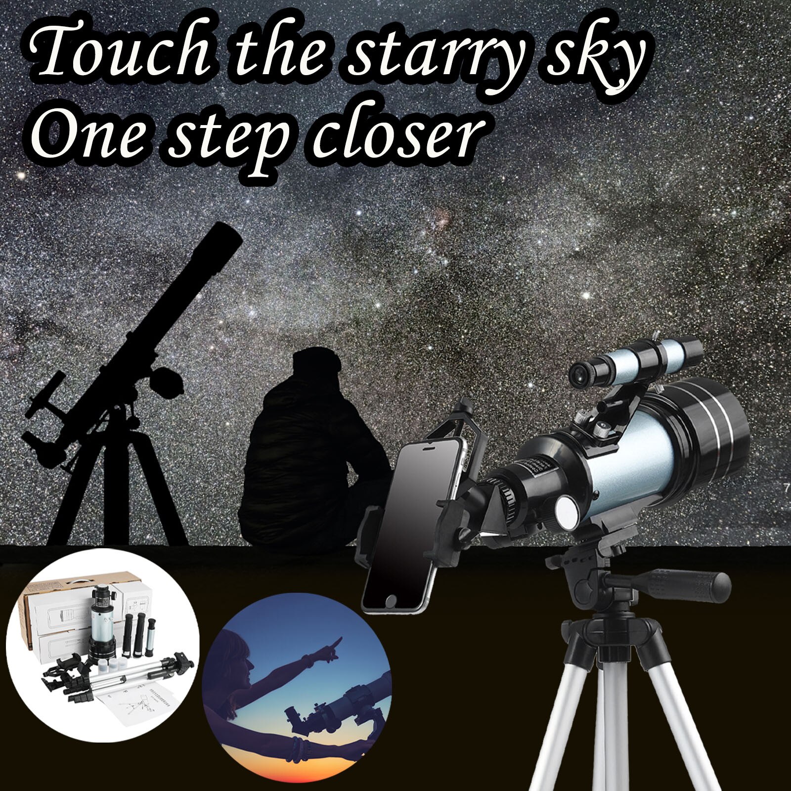 F30070 High Bracket Stargazing High Magnification High Definition Night Vision Entry Telescope For Children