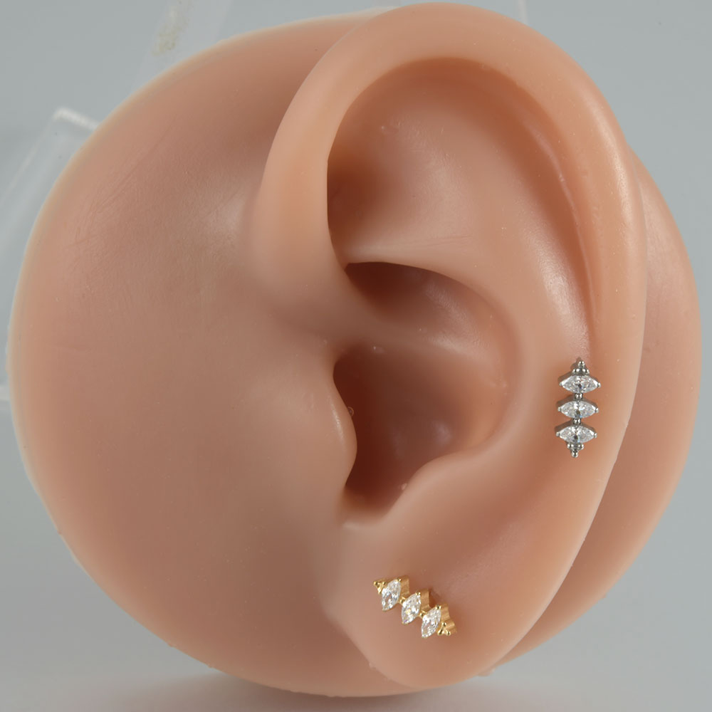 1 pendiente ASTM F136 de circonita de titanio con parte posterior plana, 12 estilos, pendientes de , lóbulo, hélice, cartílago del trago, joyería para Piercing, 1,2x8mm