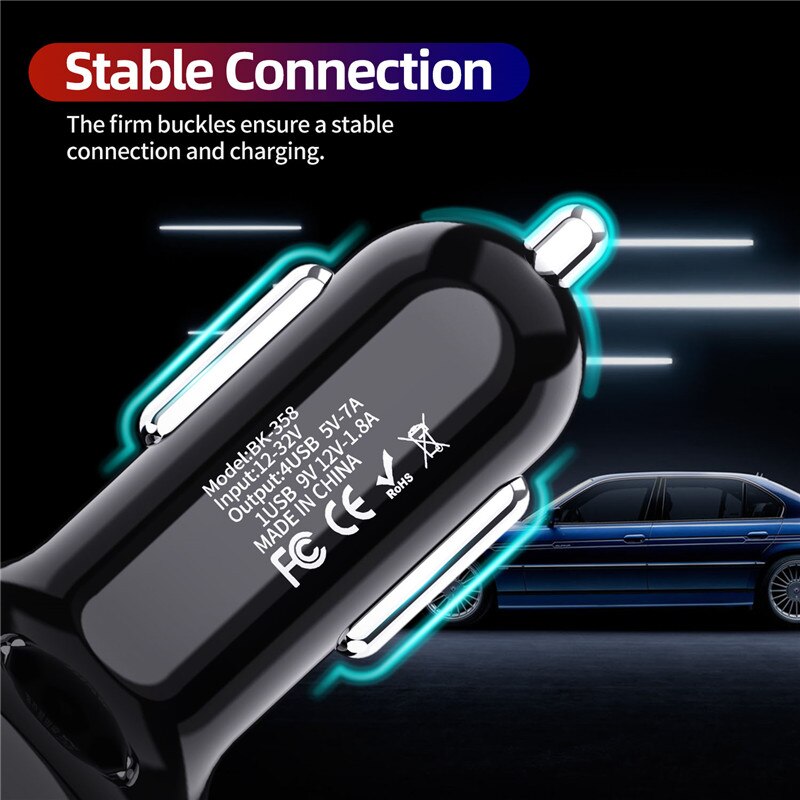 4 porte USB Car Charge 48W Quick 7A Mini ricarica rapida per iPhone 11 Xiaomi Huawei adattatore per caricabatterie per telefono cellulare in auto