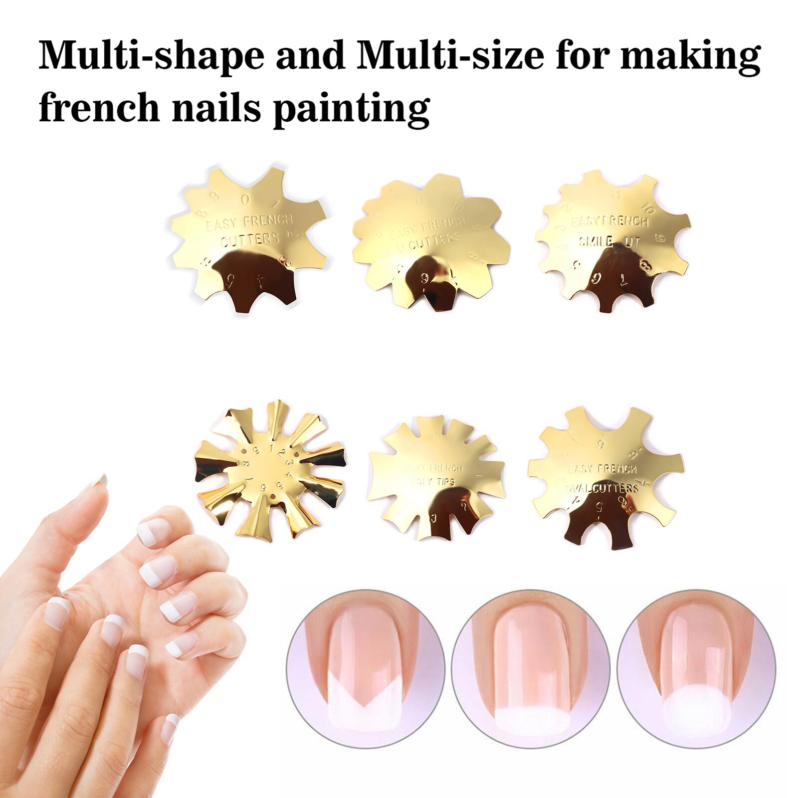 6Pcs Rvs Molding Nail Sjablonen Nail Plaat Diy French Manicure Vingernagel Maken Template 6 Patronen Nail Art Tool