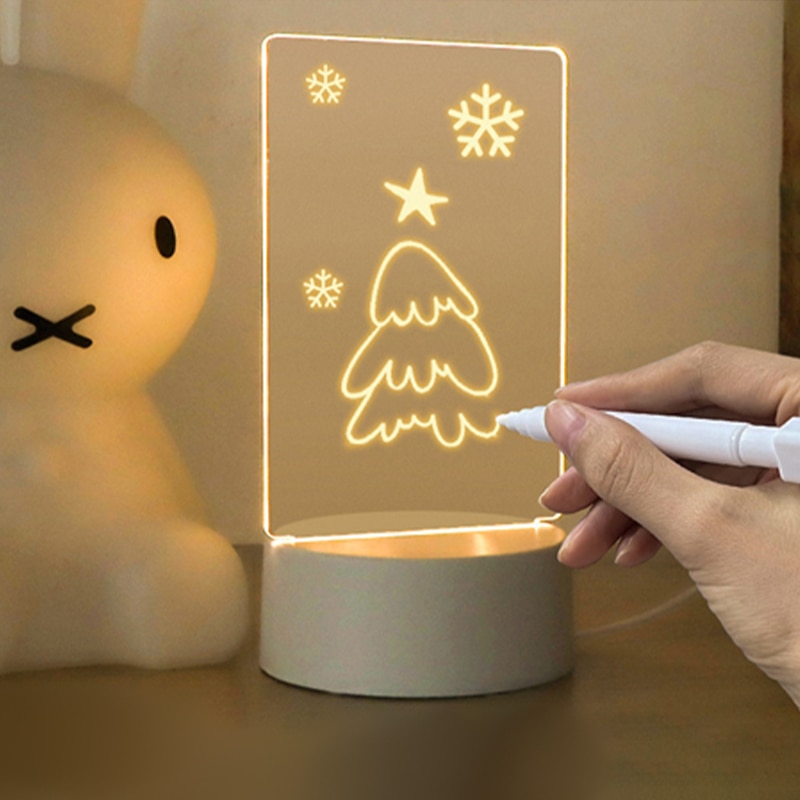 Led-skrivebord notesblok , 3d visuel skrivebordslampe, kæreste, håndlavet skrivebord dekorativ ornament akryl