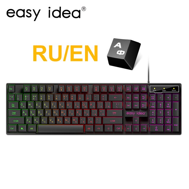 Gaming Keyboard Gamer Mechanical Imitation Keyboard Gaming RGB Keyboard with Backlight Ergonomic Key Board 104 Keycaps for PC