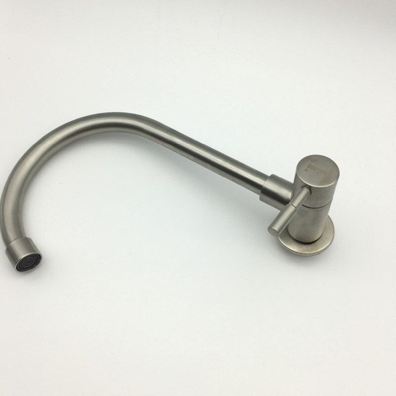 G1/2 &quot;rubinetto da cucina a parete acciaio inossidabile singolo acqua fredda 360 gradi orizzontale lavello da cucina rubinetto acqua rotante