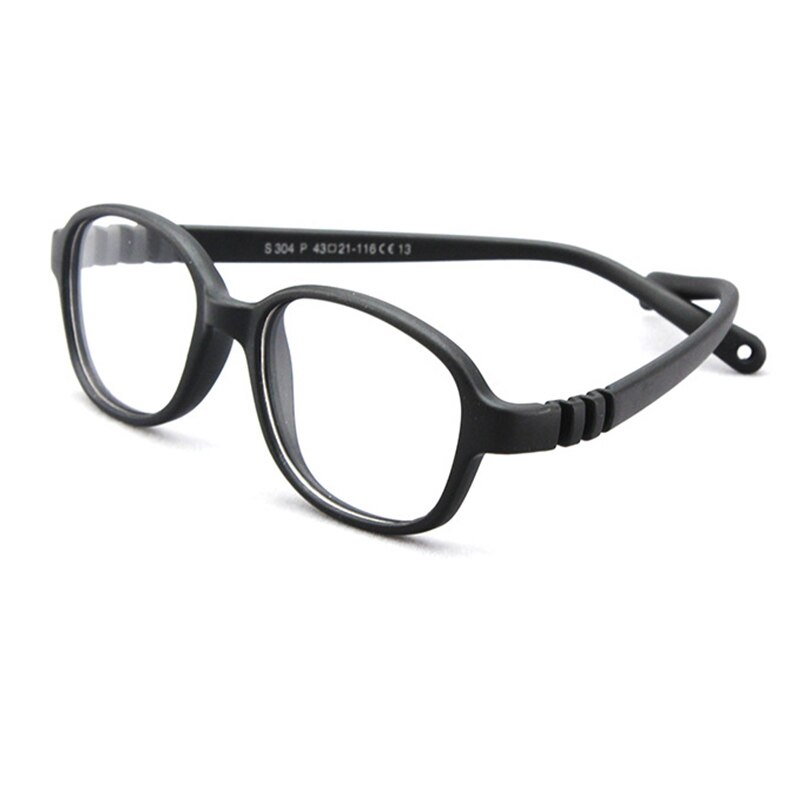 AIMISUV 2022 Oval TR90 Flexible Ultralight Silicone Glasses Frame Kids Round Optical Clear Eyeglasses Children UV400: C10Black