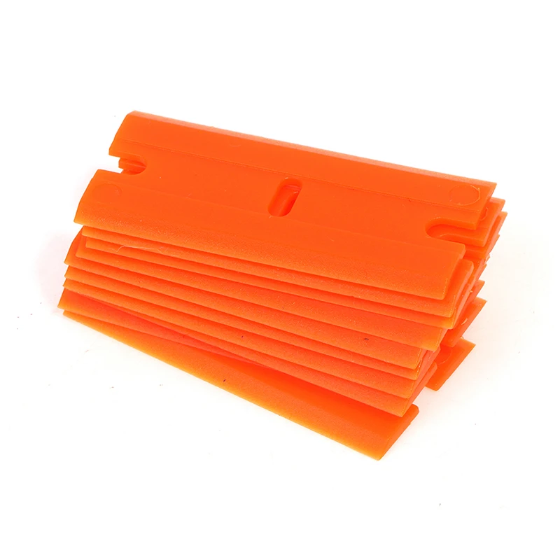 Plastic Scheermeskrabber Met 10Pc Dubbelzijdige Plastic Messen Voor Het Verwijderen Van Auto-Labels Stickers Lijm Stickers Glazen Ramen Rakel: Oranje