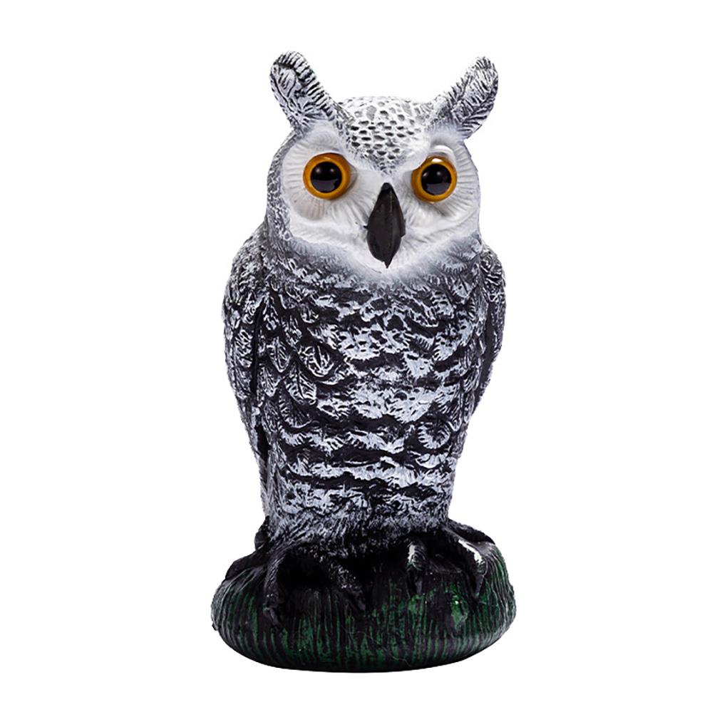Realistic Bird Scarer Rotating Head Sound Owl Prowler Decoy Protection Repellent Pest Control Scarecrow Garden Yard Move: Ordinary sculpture