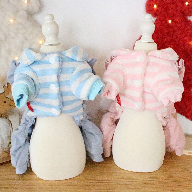 Gestreepte Jumpsuits Voor Honden Herfst En Winter Winter Jumpsuit Voor Honden Vier-Legged Pet Dikker Overall Roupas Para Huisdier jumpsuit