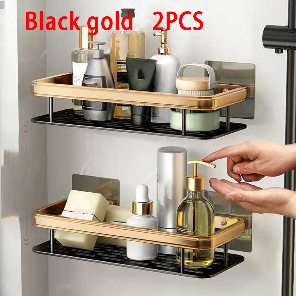 Badkamer Plank Make-up Organizer Aluminium Shampoo Rek Douche Plank Badkamer Accessoires Geen Boor Wandplank: Light Grey