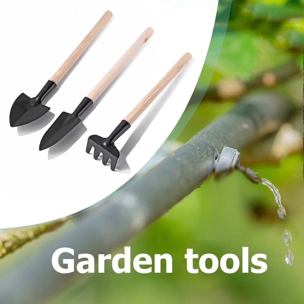3pcs Gardening Tools Set Balcony Home-grown Plant Flower Bonsai Mini Transplant Digging Suits Wood Handle Shovel Rake Combinatio
