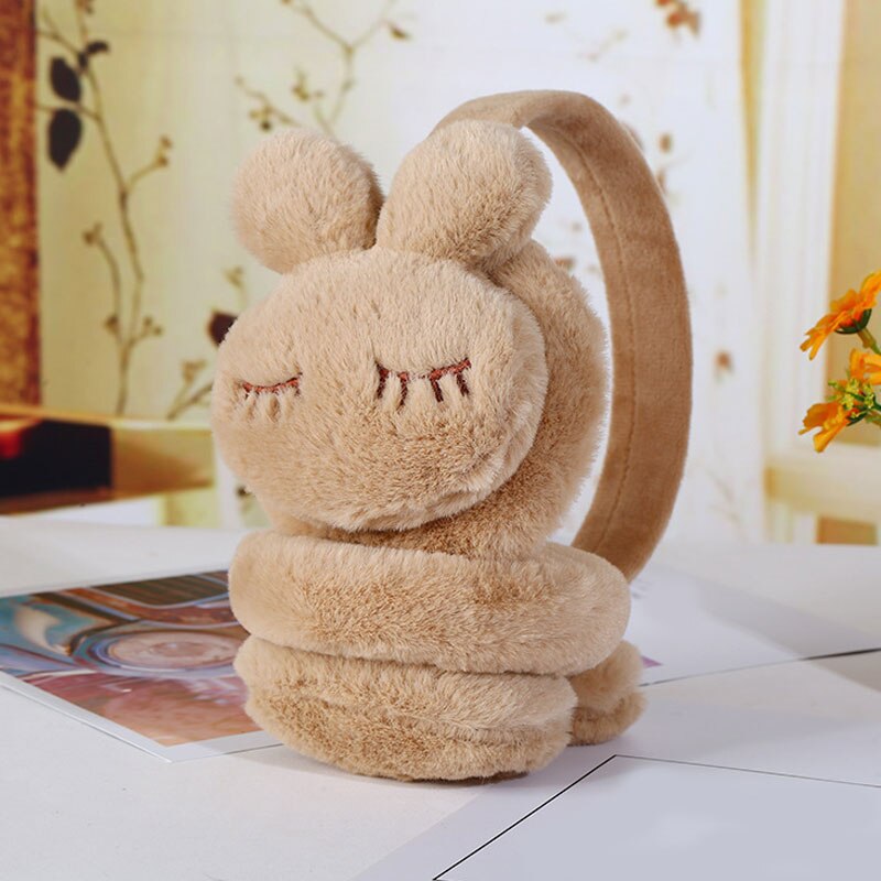 Women Cute Rabbit ears fur winter Earmuffs ear muffs warmers comfort warmuffs warm fur headphones for girls winter accessories: Navy Blue