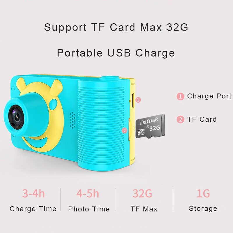 Mini Kids Digital Camera 2.0 Inch HD Monitor 1080P Child Photo Camera Kid Digital Video Camera Child Educational Camera