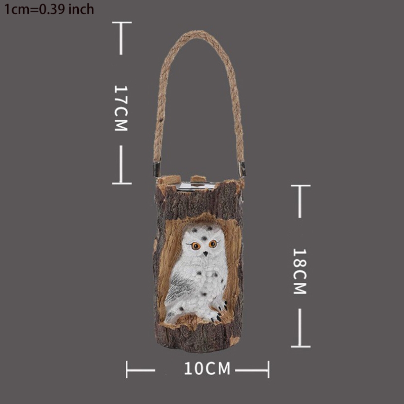 Cute Tree Stump Owl Solar Chandelier Waterproof Simulation Carving Decoration Outdoor Courtyard Garden Hanging Lamp