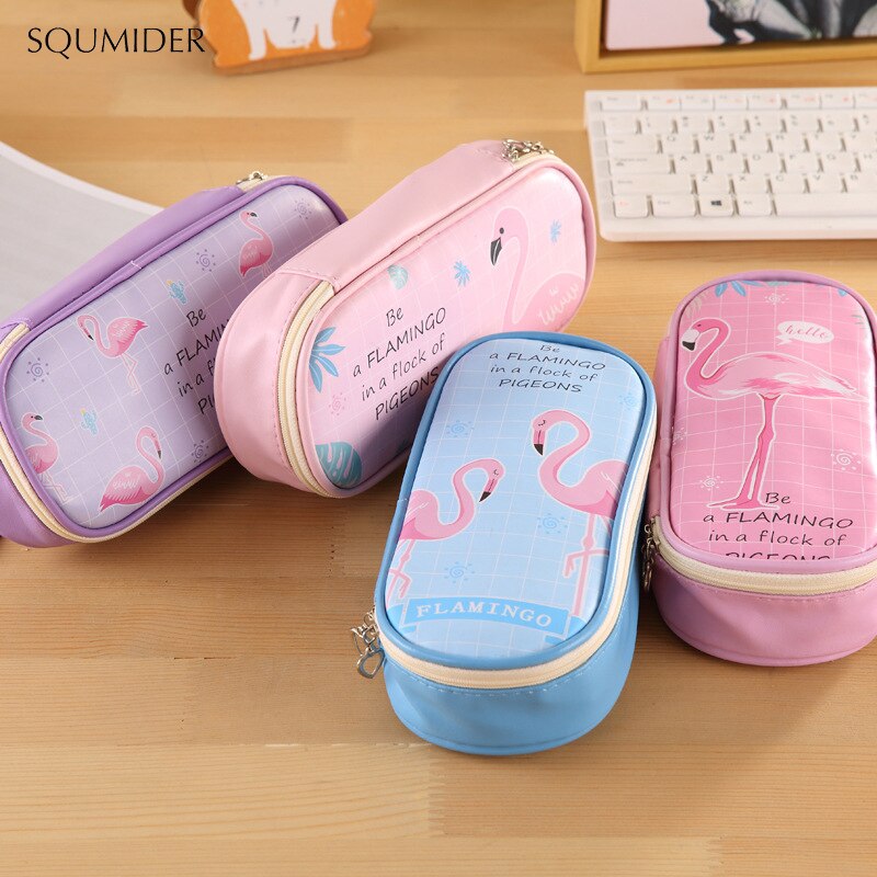 Creatieve Etui Pu Leer Pen Tassen Rits Potlood Zakken Pen Houders Grote Opbergtas Schoolbenodigdheden Briefpapier Potlood Doos