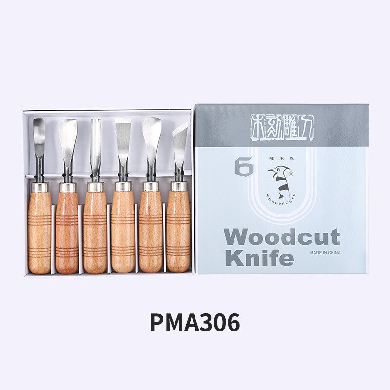 6/8Pcs/set Woodworking Engraving Tool Combination Dry hand Wood Carving Tools Chip Detail Chisel set Knives Tool: 6 PCS