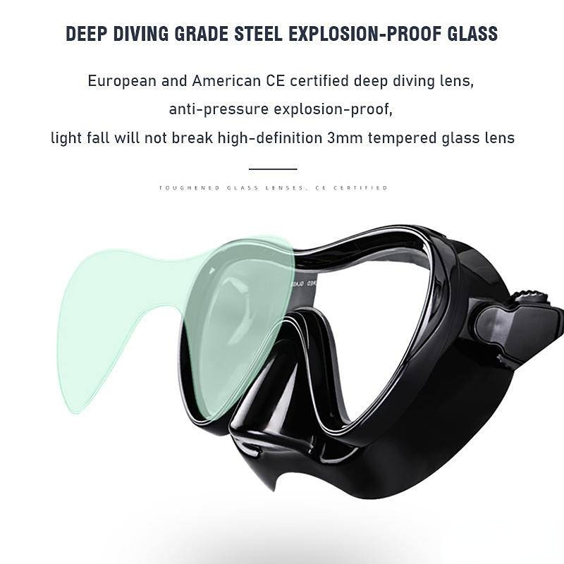 JUNHAIINS Professioneel siliconen duikmasker Ademhalingsbuis Anti-condens Gehard glas Zwemmen Snorke Set voor watersport