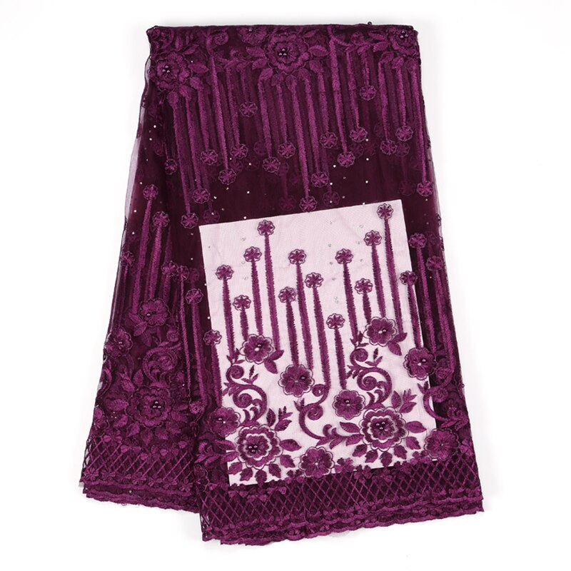 Afrykańskie tkaniny francuskie koronki tkaniny i zroszony tkaniny robić wiercenia wody sukienka haftowany tiul koronka tkaniny 5 metrów/zestaw: Łupek Czerwony