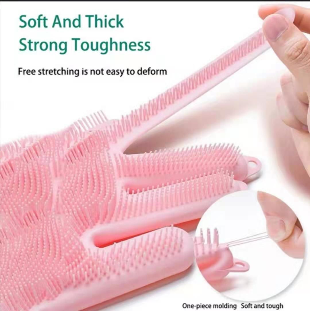 Afwassen Schoonmaak Handschoenen Siliconen Rubber Afwas Handschoenen Voor Huishoudelijke Scrubber Keuken Clean Tool Scrub 1 Paar