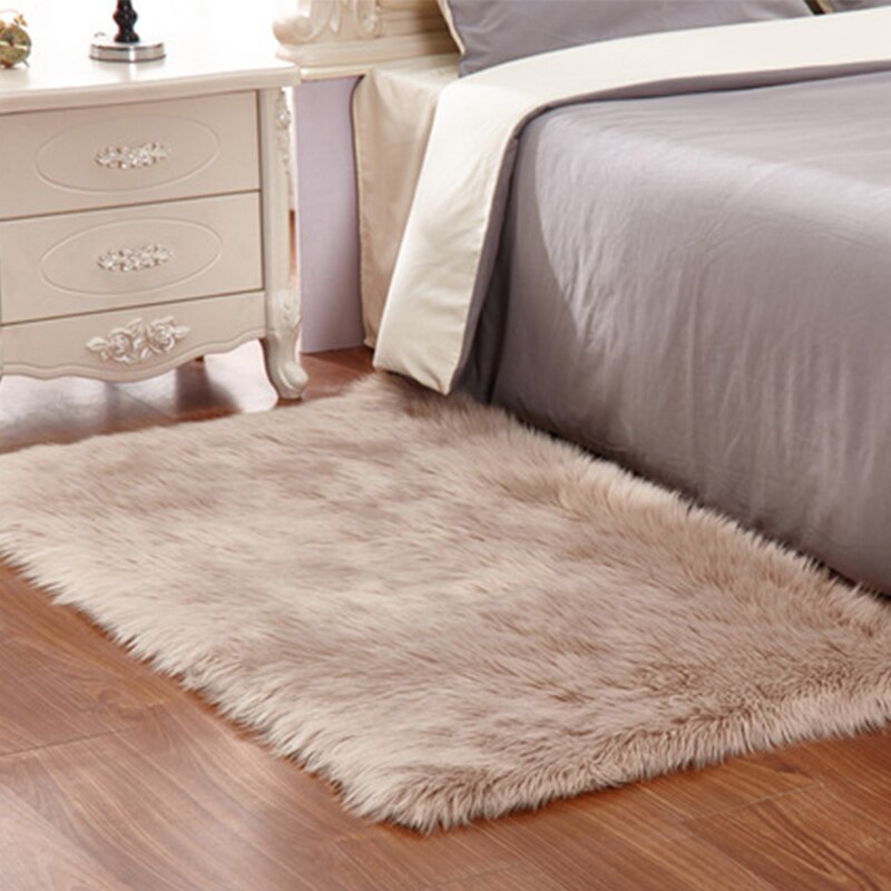 Tapis de salon en velours et fourrure, moquette pelucheux, de sol en peluche, pour chambre à coucher, décoration de maison moderne: B / 30x30cm