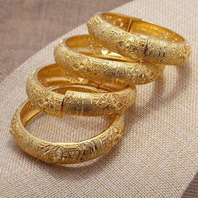 24k Selling Gold Bangle for Women Gold Dubai Bride Wedding Ethiopian Bracelet Africa Bangle Arabic Jewelry Gold Charm Bracelet
