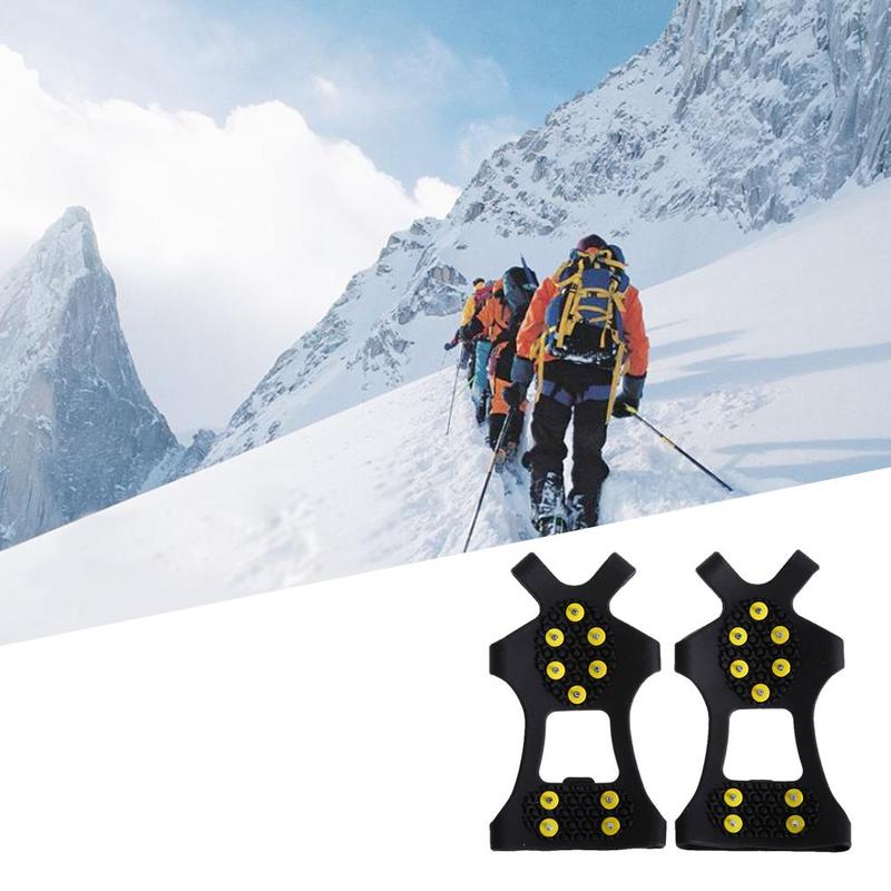 1 paar Outdoor antislip Rubber Spike Schoen Cover 10 Tand Verkrampte Slip Shoe Cover Ski Bergbeklimmen Siliconen Stijgijzers