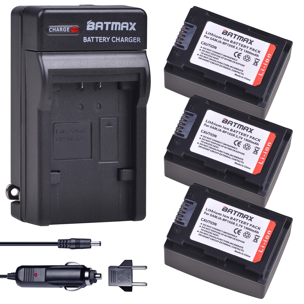 IA-BP105R 1900mAh BP105R IA-BP210R IABP210R bateria + pojedyncza ładowarka robić SAMSUNG SMX-F500 F501 F530 HMX-F900 F910 F920 H320: 3szt zestaw