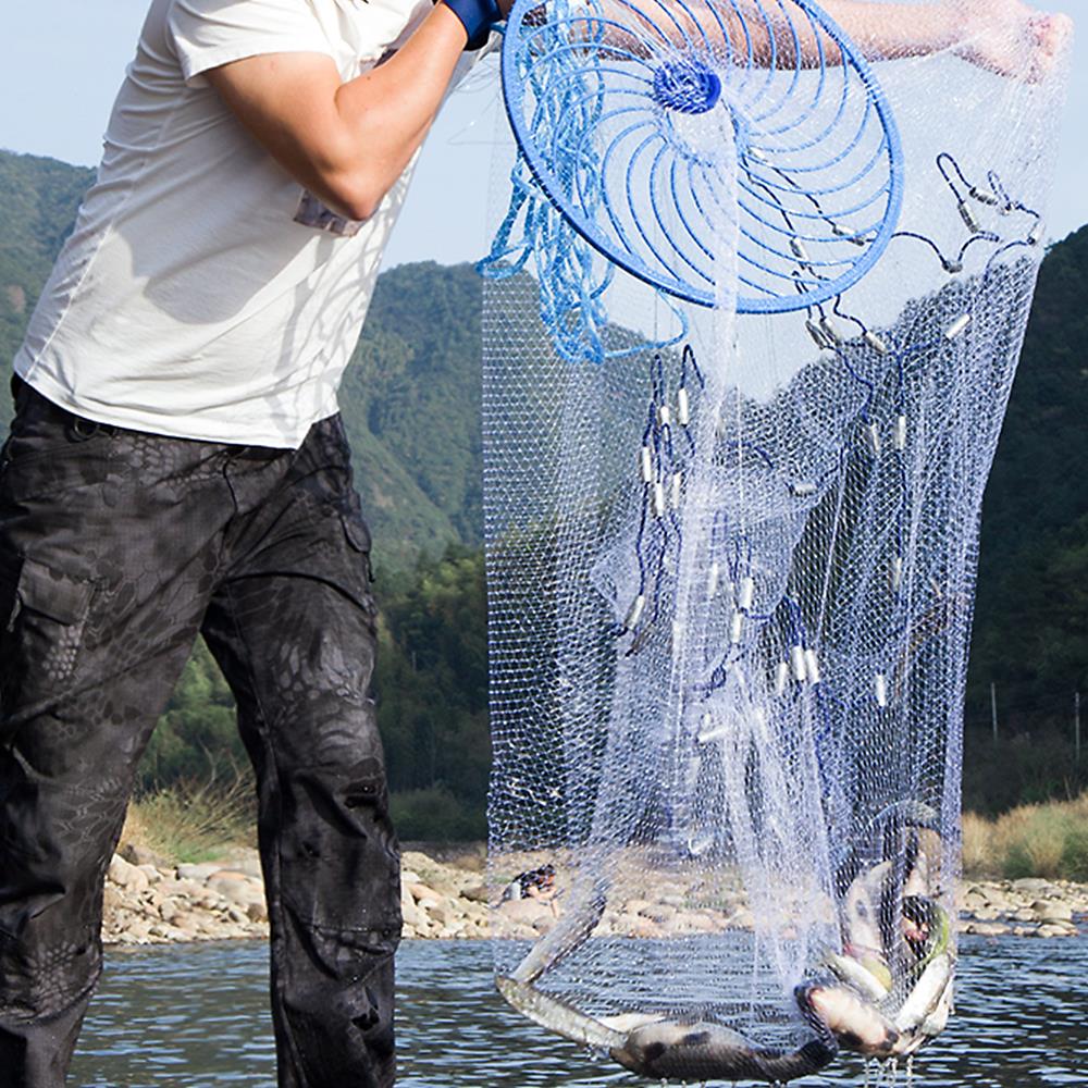 2.4m/7.87ft Diameter Fishing Cast Net Mesh Spread Whire Nest US Hand Throwing Catch Fish Nylon Network Spin Diameter Bait Sinker
