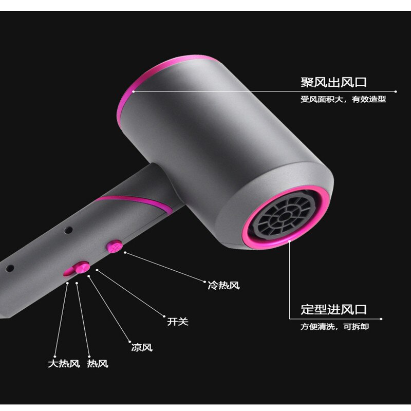 Hair Dryer Negative Ion Blow Dryer Strong Wind Salon Smooth Hair Dryer and Cold Wind Air Brush Hair Dryer