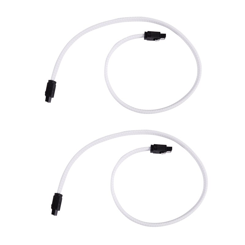 2X 50CM SATA 3.0 III SATA3 7pin Data Cable 6Gb/s SSD Cables HDD Hard Disk Data Cord (White): Default Title