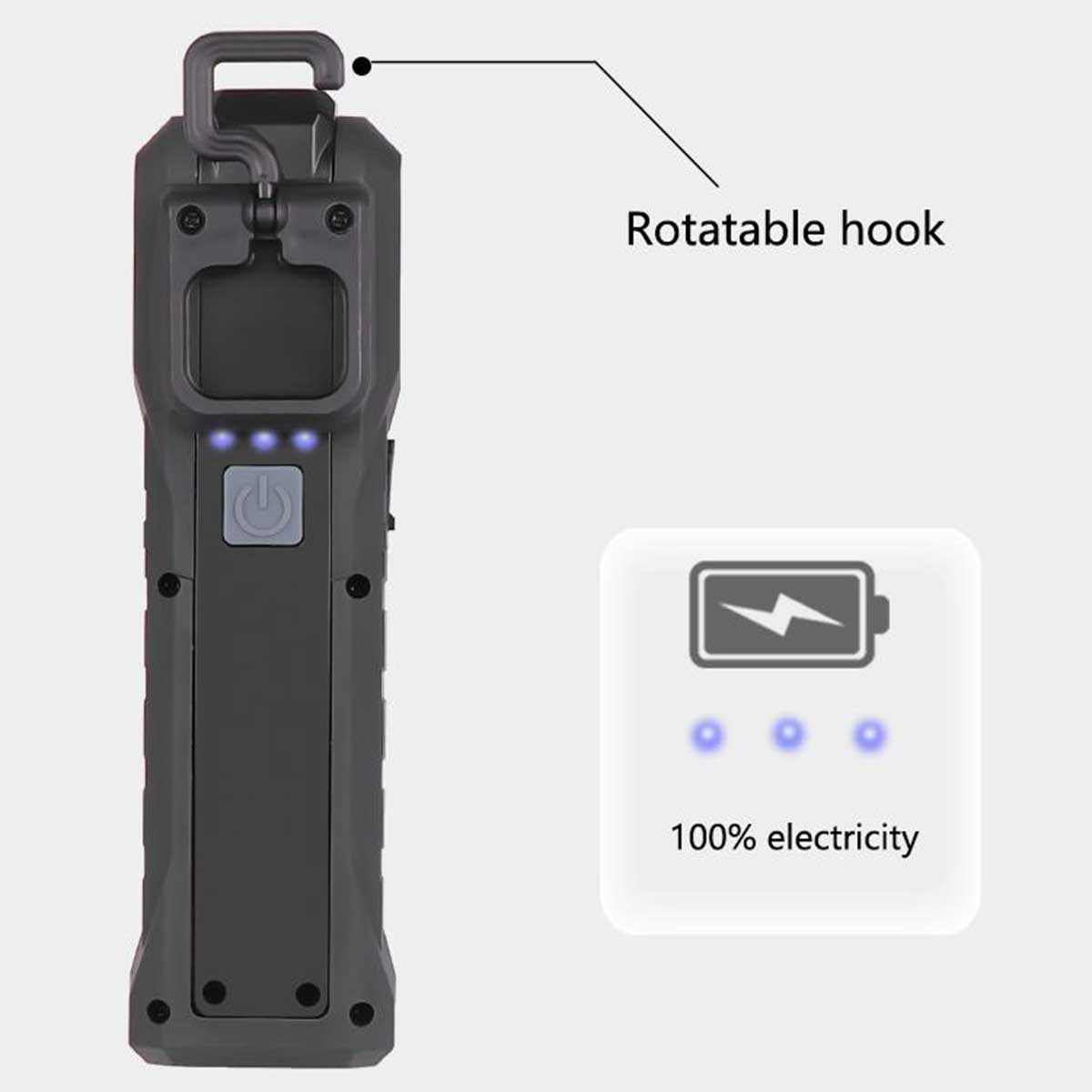 Flashlight Stick Rechargeable LED COB Work Strong Lamp Portable Magnetic Folding USB Charging Handheld Flashlight