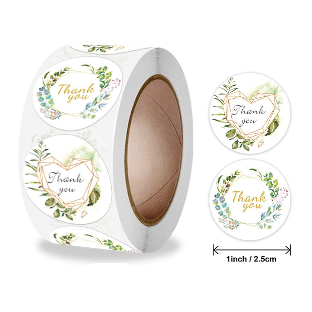 100-500pcs Thank You Round Sticker Scrapbook Envelope Seal Sticker Flower Decoration Stationery Label Stickers