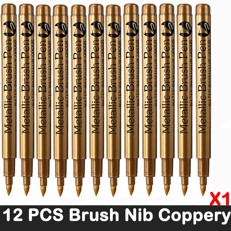 12 Kleuren Metallic Marker Pen Hars Tekenpen Acrylverf Diy Highlights Permanente Marker Diy Card Art Benodigdheden Briefpapier: Light Grey