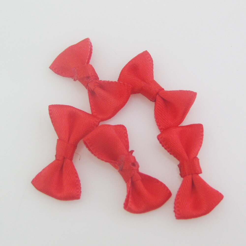 50Pcs 2CM long Line Shape Small Bows Satin Ribbon Knotted 35 Colors Cute Bowtie Clothes Headwear Ornament