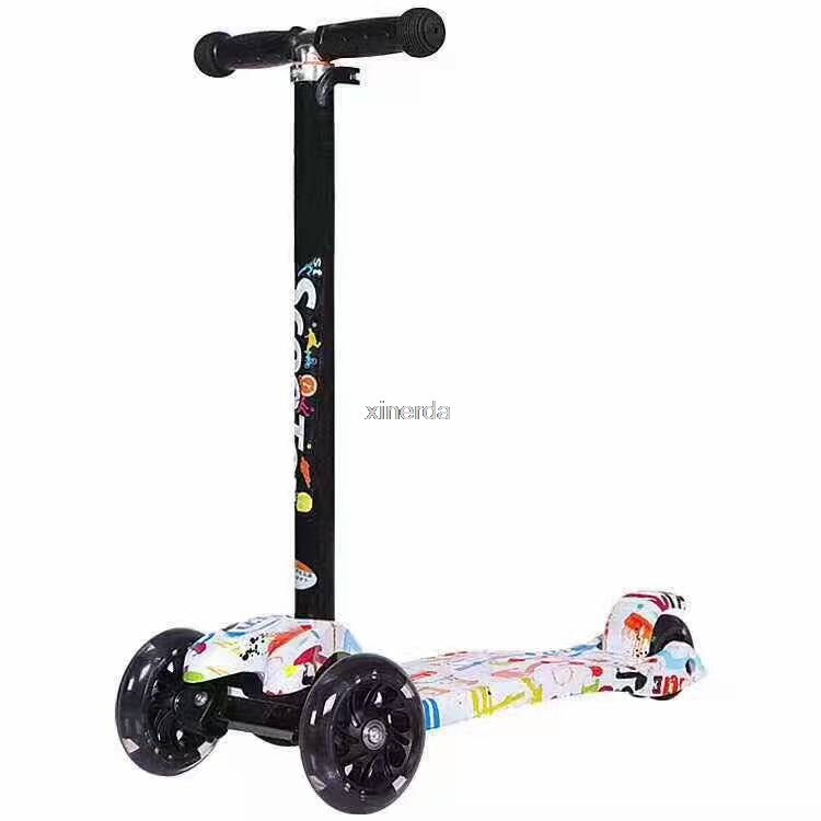 triciclo, patinete, patinete de pie para niños, patinete De Pie ajustable, LED intermitente de 3 ruedas de PU, monopatín de niños, Scooter